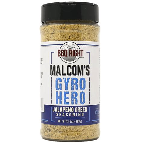Gyro hero - Malcom's Gyro Hero Seasoning OPA! Malcom's Gyro Hero Jalapeno Greek Seasoning brings a taste of Greece to your kitchen with a spicy jalapeno kick! This seasoning is perfect for adding a truly tasty kick to chicken, beef, pork, lamb, and veggies! Whether you are grilling, roasting, or sauteing, Malcom's Gyro Hero will g 
